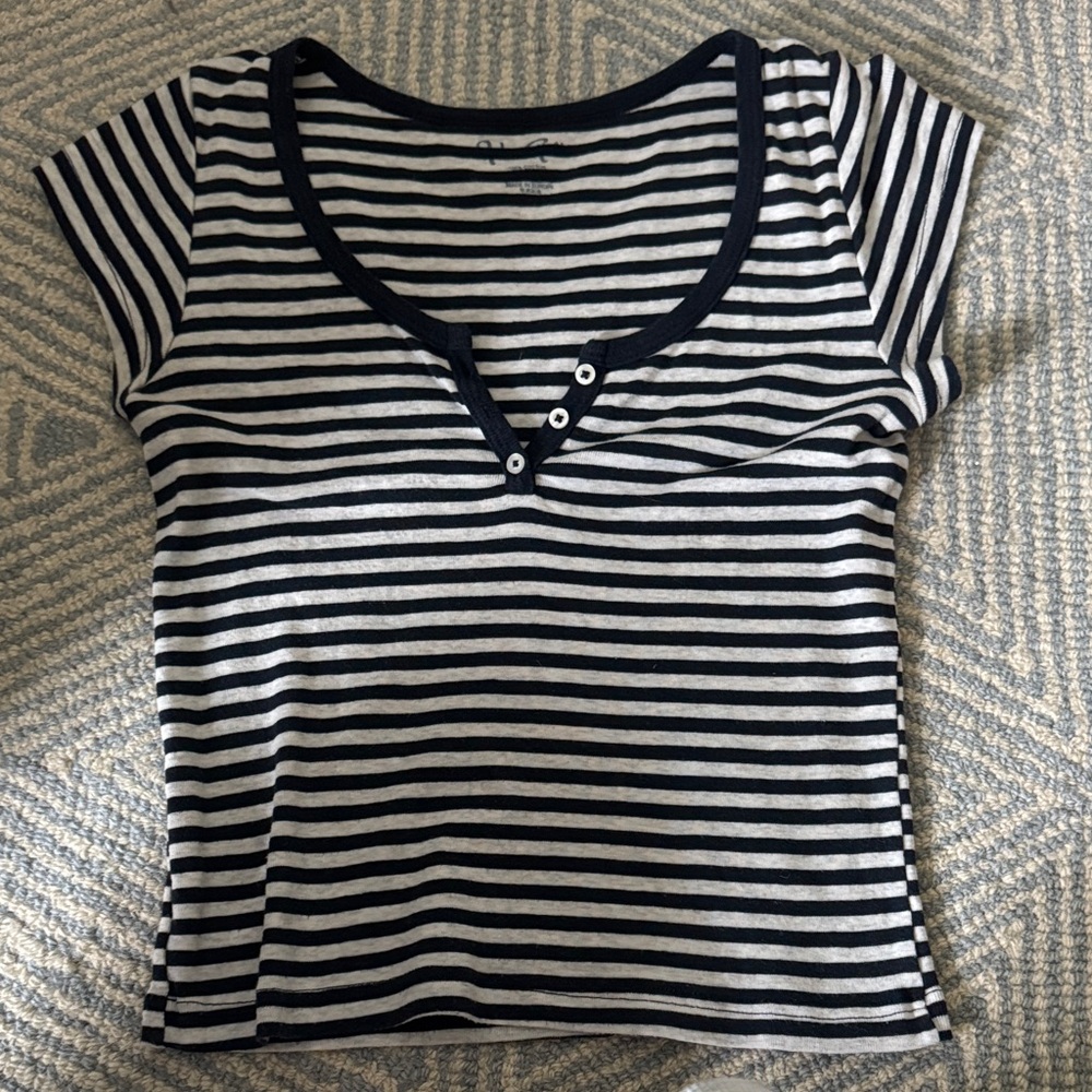 John Galt Striped Navy Blue and White Women's Top